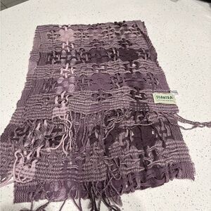 Suantrai Open Weave Tassel Purple Woven Scarf 100% wool